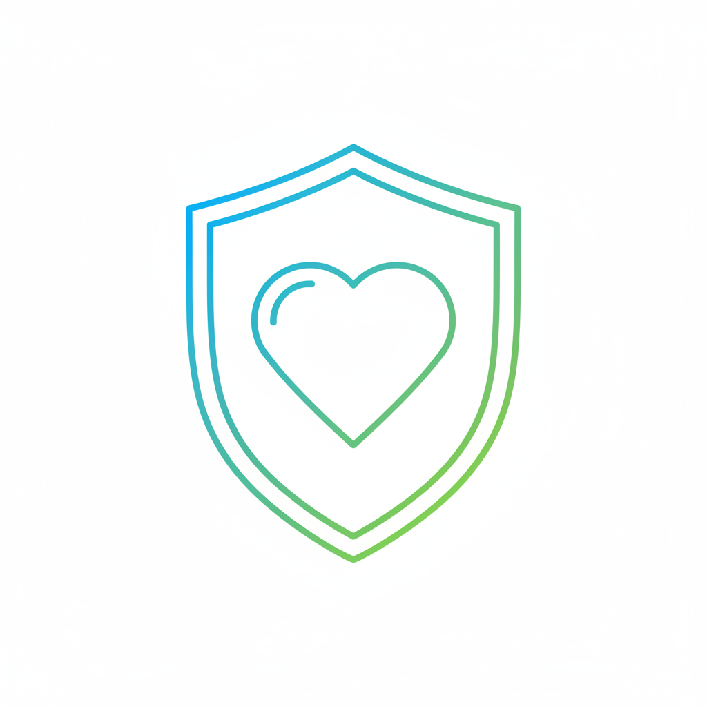 Shield with a heart icon representing safe and inclusive schools